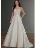 Strapless Sweetheart Neck Ivory Satin Buttons Back Wedding Dress